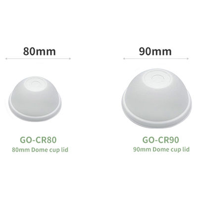 100% Biodegradable Reusable Natural Sugarcane Pulp 80Mm Dome Paper Cup Lids For Coffee Shop