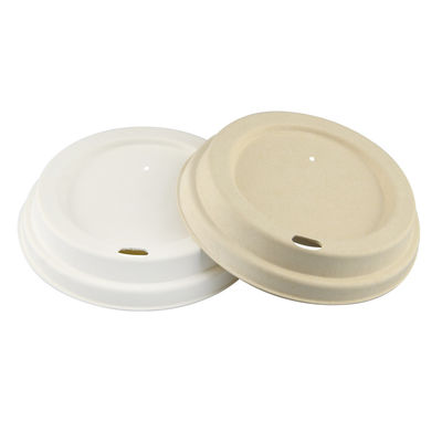 Biodegradable Eco Compostable Cup Cover Natural Sugarcane Bagasse Pulp 80mm White Paper Cup Lids